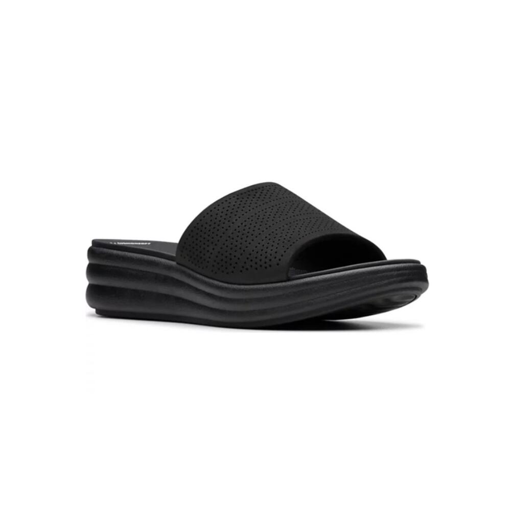Clarks Women's Cloudsteppers Drift Twist Slip-On Flat Sandals Black Size 10